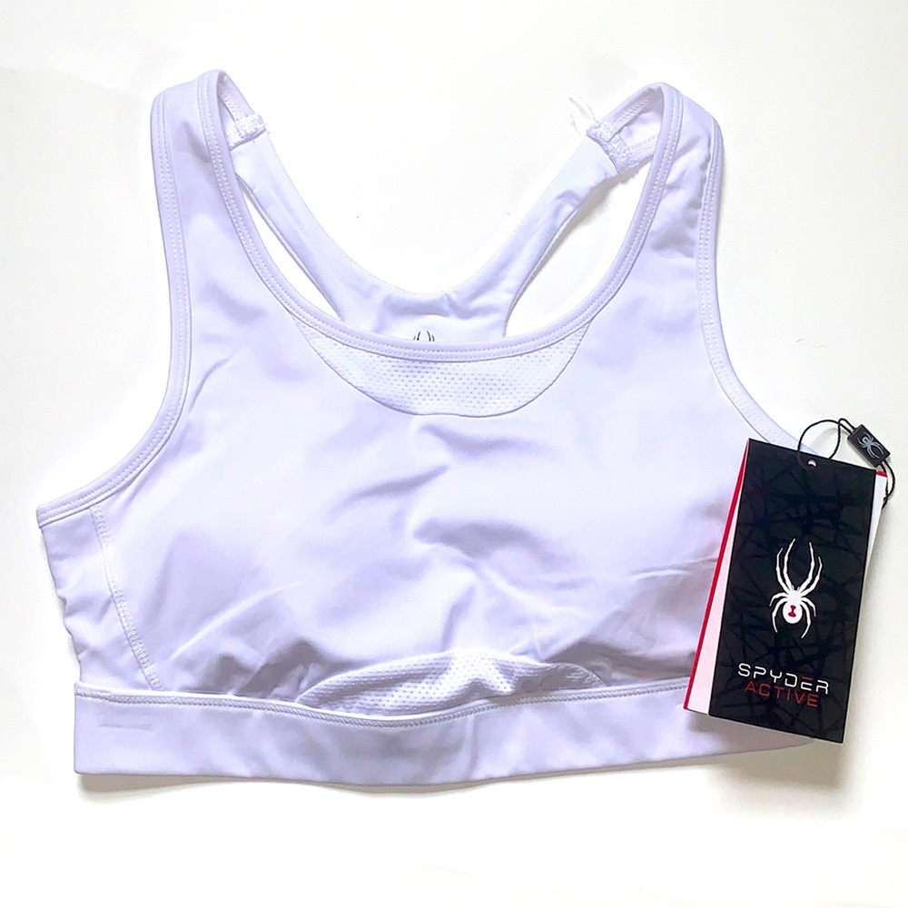 Spyder White Sports Bra Racerback Active